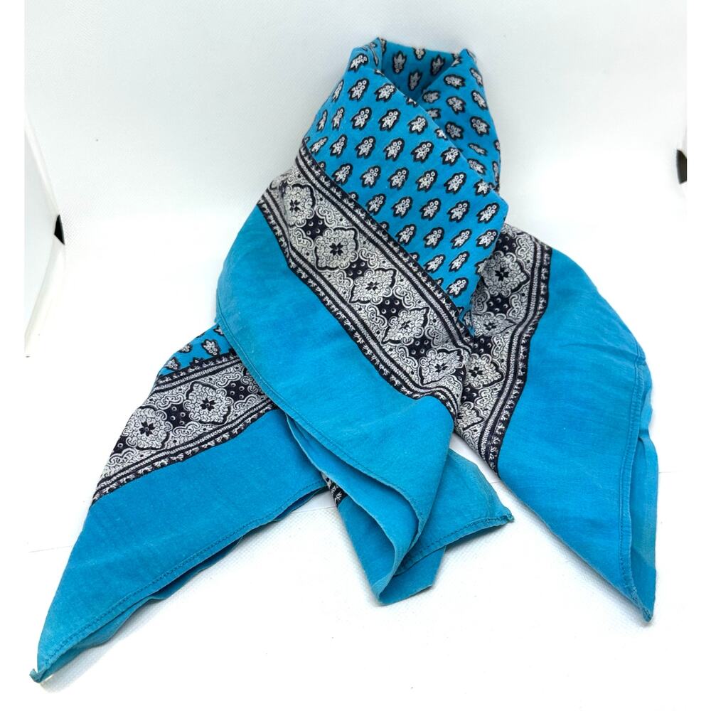 SOULEIADO French Cotton Blue Bandana Scarf Cottagecore Prairiecore Square